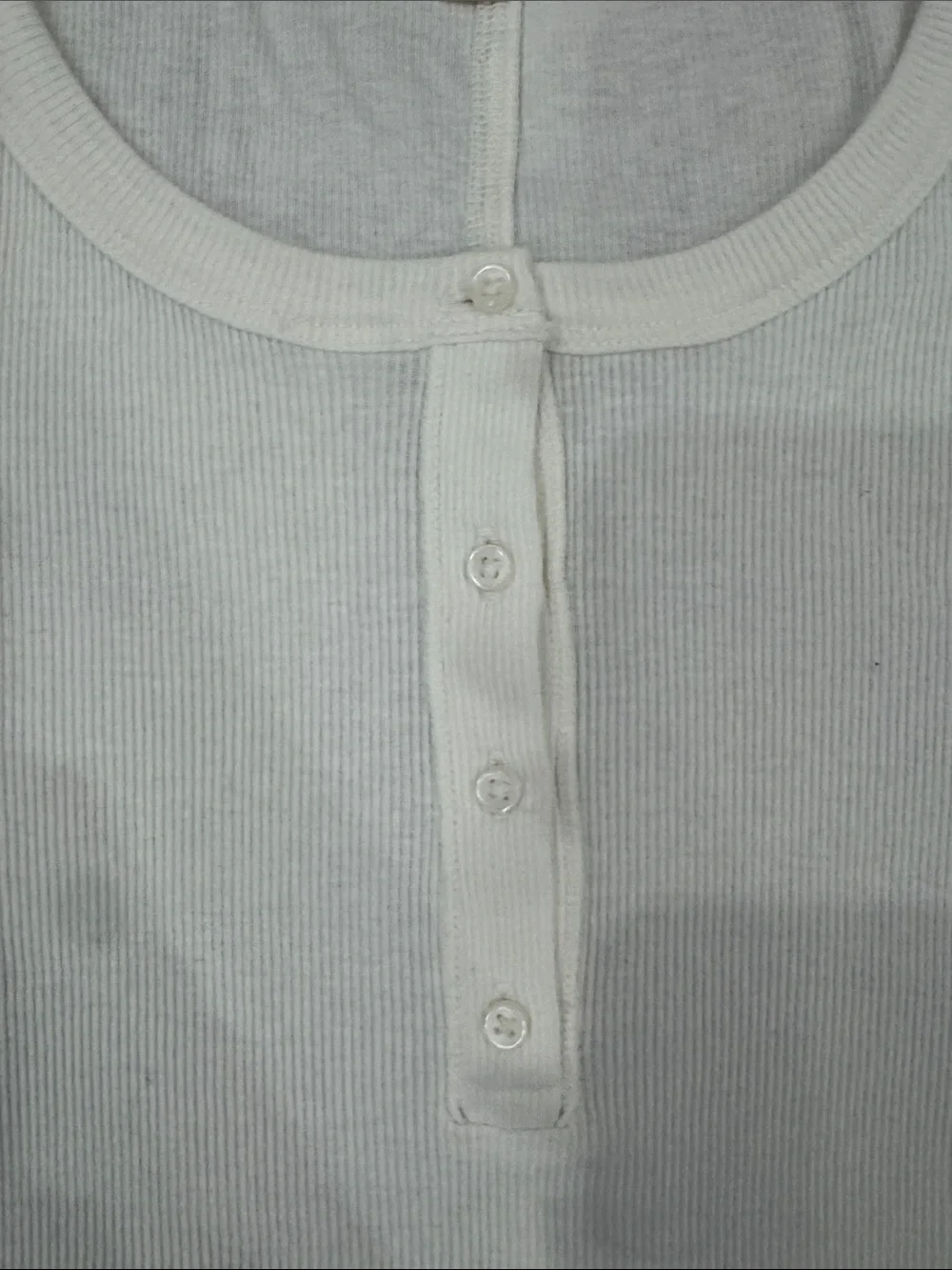 Lucky Brand Cream Ribbed Button Henley